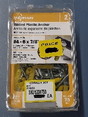 #4 - 6 x 7\/8 Ribbed Plastic Anchor