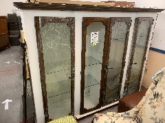 White and dark lighted cabinet on wheels