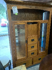 Wood armoire with glass