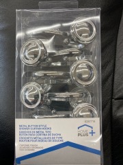 Metal Button Style Shower Curtain Hooks Chrome Finish