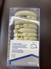 Plastic Round Shower Curtain Hooks Cream