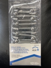 Metal C Style Shower Curtain Hooks Chrome Finish