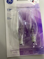 GE 15W Crystal Clear Lightbulbs